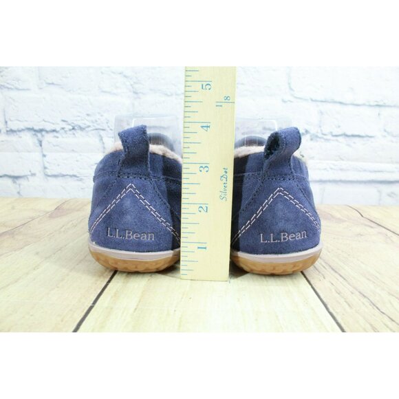 LL Bean Purple Suede Slip-On Fleece Lined Mountain Moccasin Slippers Size 8 M - Picture 6 of 9